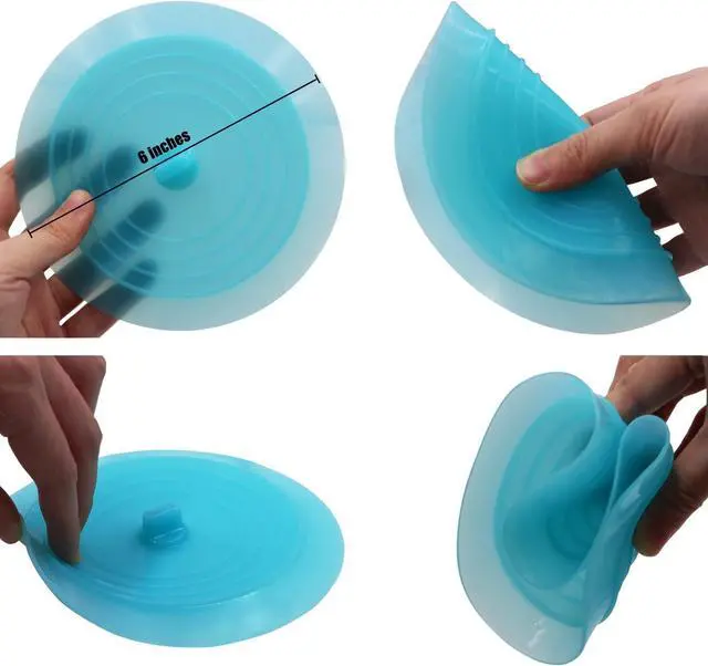 Alt view image 6 of 7 - V-TOP Tub Stopper 2 Pack, 6 inches Large Silicone Drain Plug Hair Stopper Flat Suction Cover for Kitchen Bathroom and Laundry (Blue Transparent)