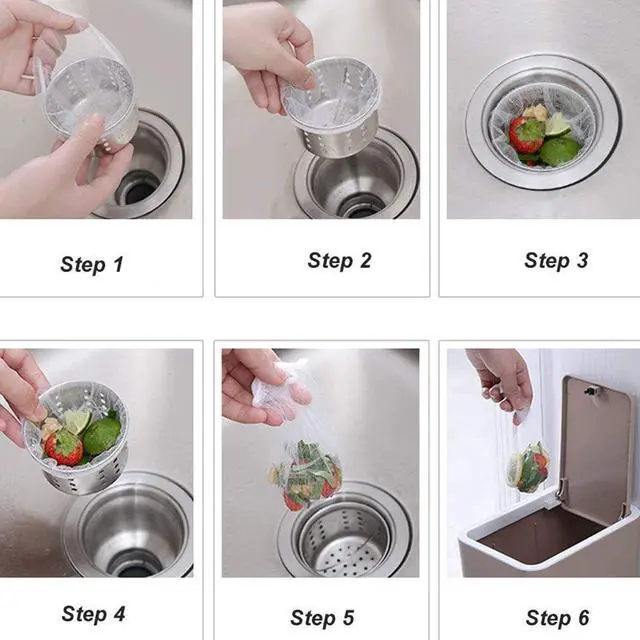 Alt view image 4 of 7 - Kitchen Sink Strainer Mesh Bag- 200 PCS Disposable Sink Net Strainer Filter Bags for Sink Drain for Collecting Kitchen Food Waste Leftover Garbage