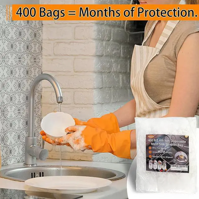 Alt view image 4 of 7 - 400 Pack Disposable Drain Covers for Sourdough, Ultra-Fine Mesh Sink Strainer Bags, Sourdough Drain Catcher Nets for Kitchen Sink, Food Scraps, Hair & Coffee Grounds