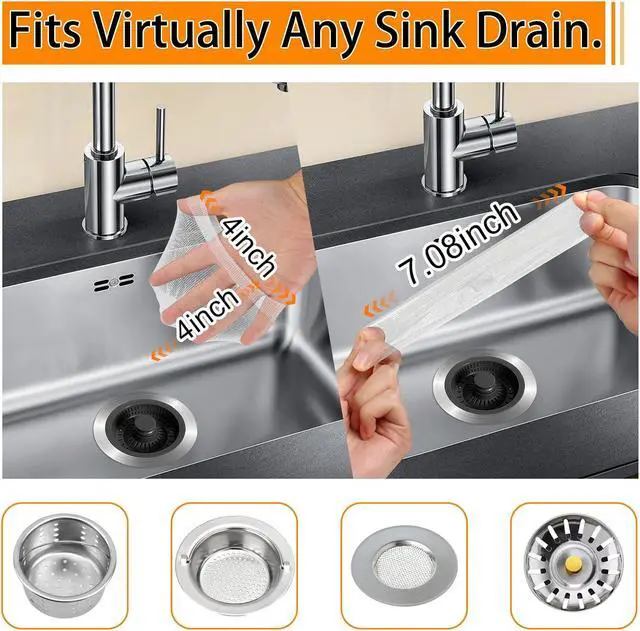 Alt view image 3 of 7 - 400 Pack Disposable Drain Covers for Sourdough, Ultra-Fine Mesh Sink Strainer Bags, Sourdough Drain Catcher Nets for Kitchen Sink, Food Scraps, Hair & Coffee Grounds