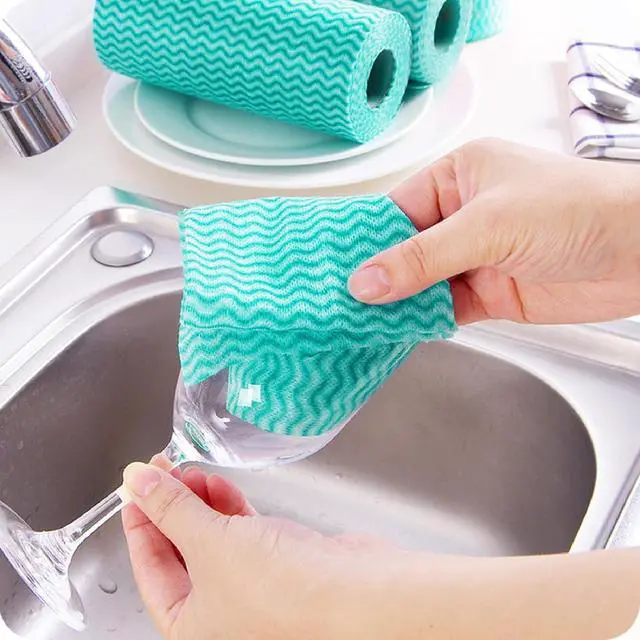 Alt view image 5 of 7 - Disposable Cleaning Cloths, Absorbent Green Kitchen Towels, 50 Pack