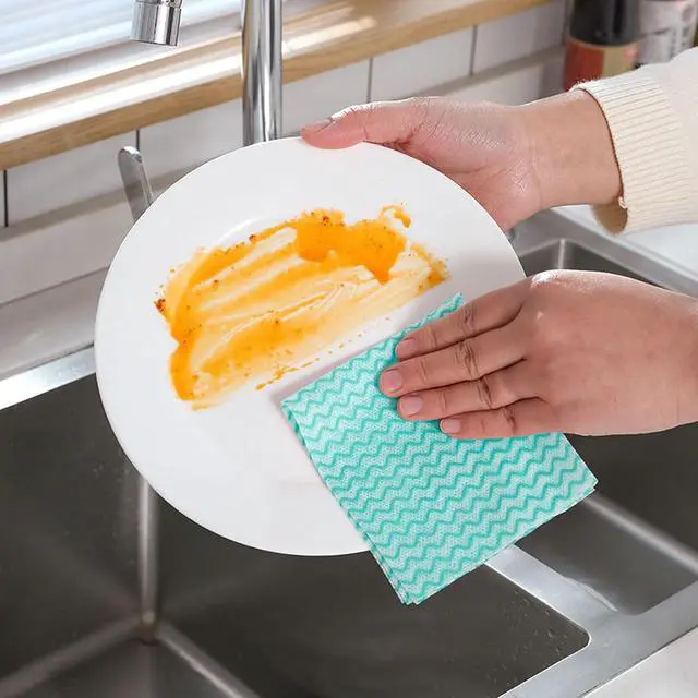 Alt view image 6 of 7 - Disposable Cleaning Cloths, Absorbent Green Kitchen Towels, 50 Pack