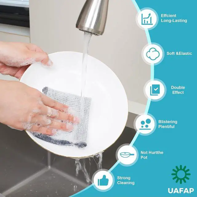 Alt view image 3 of 7 - 12pcs Upgrade 3-Layer Non-Scratch Steel Wool Dish Rags for Washing Dishes