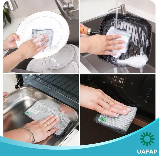 Alt view image 7 of 7 - 12pcs Upgrade 3-Layer Non-Scratch Steel Wool Dish Rags for Washing Dishes