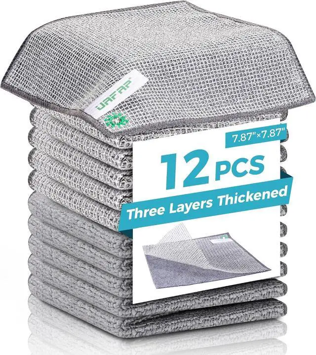 Main image of 12pcs Upgrade 2-Layer Non-Scratch Steel Wool Dish Rags for Washing Dishes