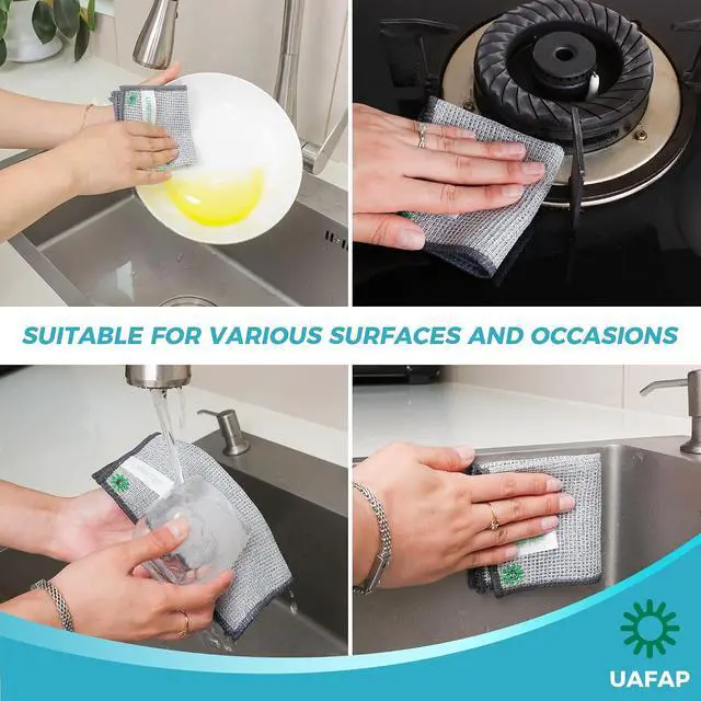 Alt view image 7 of 7 - 24 PCS Non Scratch Wire Dishcloth, Cleans Fast Without Scratching, Stands Up to Stuck-on Grime, Multi-Surface Safe, Wire Dishwashing Rag Cleaning Power for Everyday Jobs 7.87 x 7.87