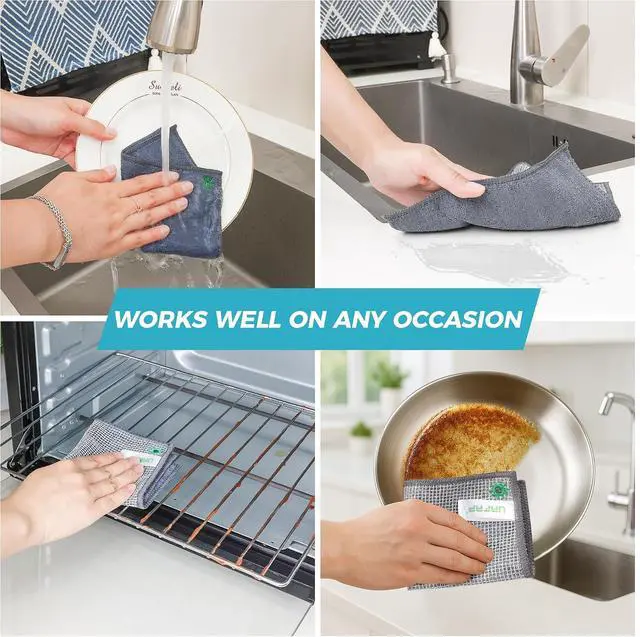 Alt view image 4 of 7 - 12pcs Upgrade 2-Layer Non-Scratch Steel Wool Dish Rags for Washing Dishes
