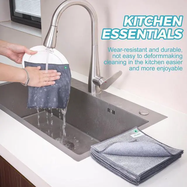 Alt view image 7 of 7 - 12pcs Upgrade 2-Layer Non-Scratch Steel Wool Dish Rags for Washing Dishes