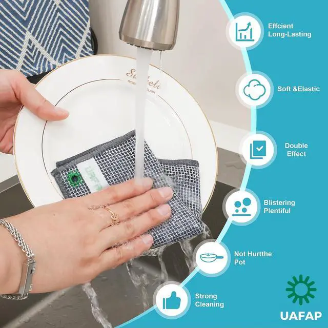 Alt view image 3 of 7 - 12pcs Upgrade 2-Layer Non-Scratch Steel Wool Dish Rags for Washing Dishes