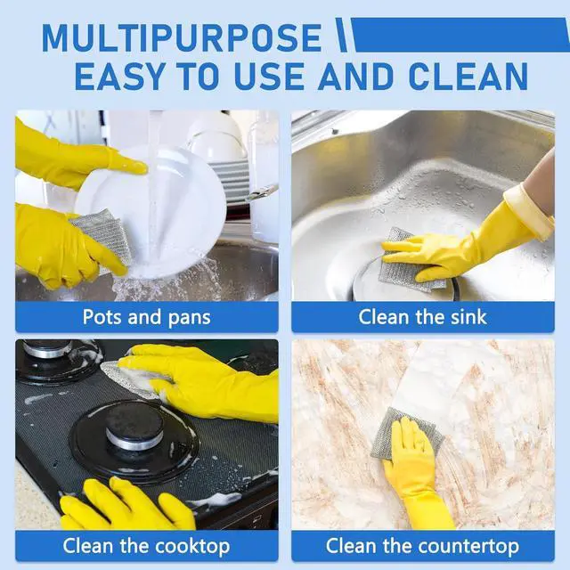 Alt view image 3 of 7 - Aidoclip 30PCS Non Scratch Steel Wool Dishcloth Scrubber Pads Kitchen Set