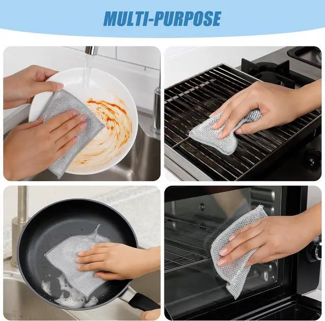 Alt view image 4 of 7 - Aidoclip 30PCS Non Scratch Steel Wool Dishcloth Scrubber Pads Kitchen Set
