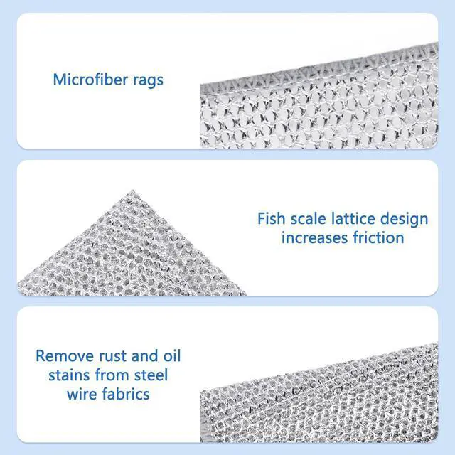 Alt view image 7 of 7 - Aidoclip 30PCS Non Scratch Steel Wool Dishcloth Scrubber Pads Kitchen Set