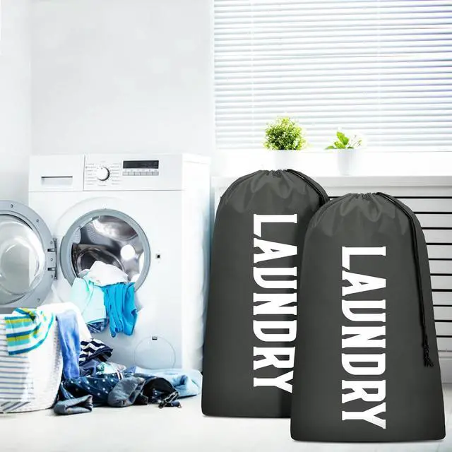 Alt view image 2 of 7 - Laundry Bag, Travel Laundry Bag Machine Washable Dirty Clothes Organizer, Large Enough to Hold 4 Loads of Laundry, Easy Fit a Laundry Hamper or Basket (Gray, 24" x 36")