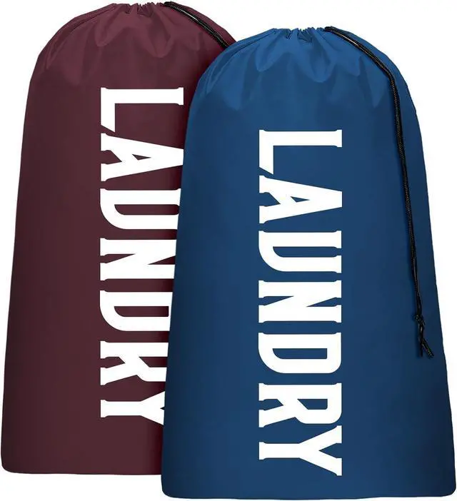 Main image of Laundry Bag, Travel Laundry Bag Machine Washable Dirty Clothes Organizer, Large Enough to Hold 4 Loads of Laundry, Easy Fit a Laundry Hamper or Basket (Wine+Navy, 24" x 36")