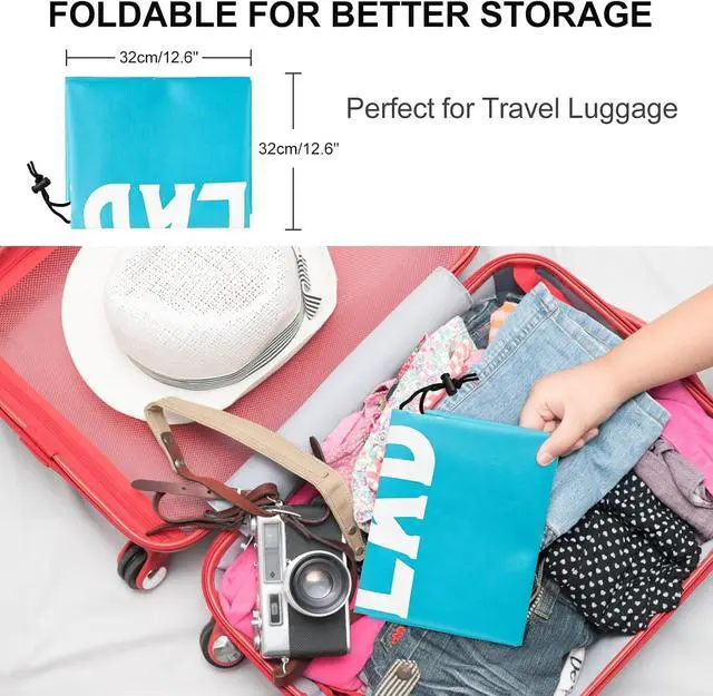 Alt view image 4 of 7 - 2 Pack XL Travel Laundry Bag, Machine Washable Dirty Clothes Organizer, Large Enough to Hold 4 Loads of Laundry, Easy Fit a Laundry Hamper or Basket (Blue + Black, 24" x 36")