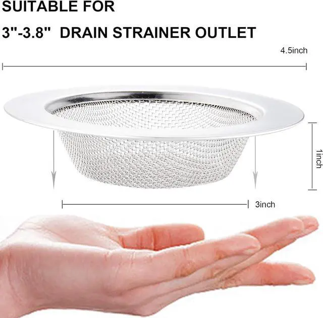 Alt view image 2 of 7 - LASSHSWA 2 PCS Kitchen Sink Strainer Stainless Steel, Kitchen Sink Drain Strainer Sink Strainers with Large Wide Rim 4.5" Diameter for Kitchen Sinks