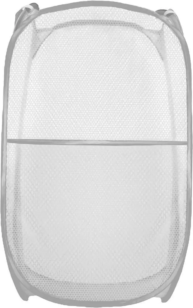 Main image of Collapsible Pop Up Laundry Hamper, Extra Large Mesh Foldable Laundry Basket, 28" x 16" x 16" (Grey)