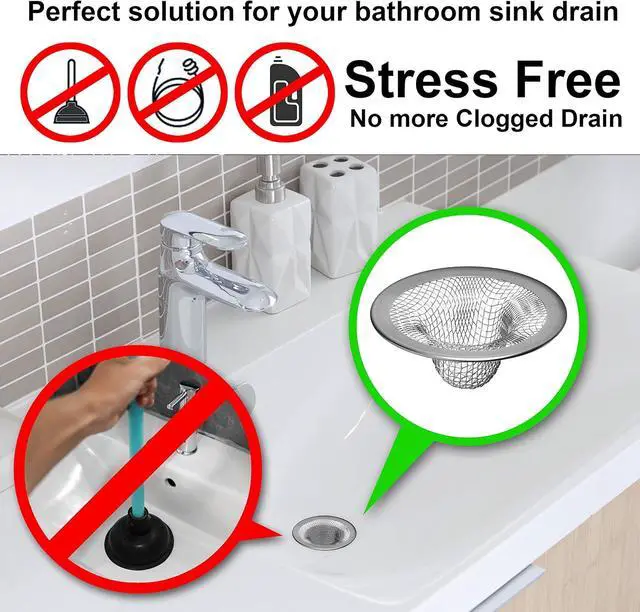 Alt view image 4 of 6 - 6 Pack - 2.125" Top / 1" Basket- Mesh Sink Drain Strainer Hair Catcher for Bathroom Sink, Utility, Slop, Laundry, RV and Lavatory