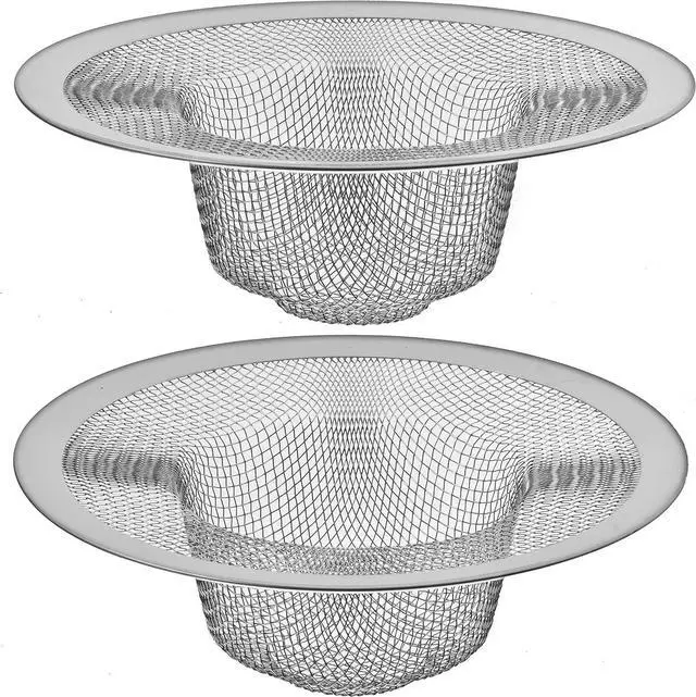 Main image of 2 Pack - 4.5" Top / 3" Mesh Basket - Kitchen Sink Drain Strainer Stainless Steel Large Food Catcher. Fast Flow and Effective Full Mesh Basket