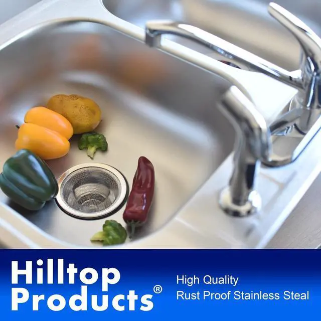 Alt view image 3 of 4 - 2 Pack - 4.5" Top / 3" Mesh Basket - Kitchen Sink Drain Strainer Stainless Steel Large Food Catcher. Fast Flow and Effective Full Mesh Basket