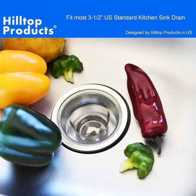 Alt view image 4 of 4 - 2 Pack - 4.5" Top / 3" Mesh Basket - Kitchen Sink Drain Strainer Stainless Steel Large Food Catcher. Fast Flow and Effective Full Mesh Basket
