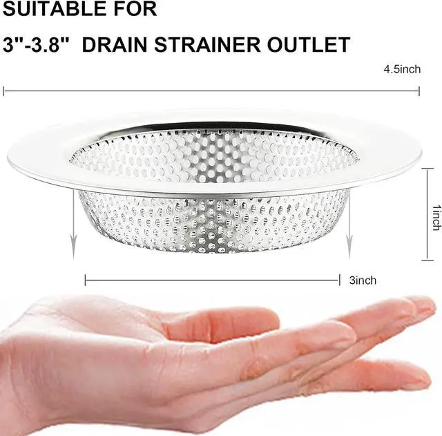 Alt view image 2 of 7 - Kitchen Sink Strainer Stainless Steel, LASSHSWA Kitchen Sink Drain Strainer, Sink Strainers for Kitchen Sinks with Large Wide Rim 4.5" Diameter (2 Pack)