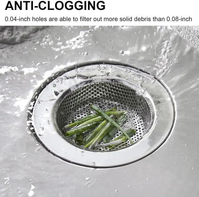 Alt view image 5 of 7 - Kitchen Sink Strainer Stainless Steel, LASSHSWA Kitchen Sink Drain Strainer, Sink Strainers for Kitchen Sinks with Large Wide Rim 4.5" Diameter (2 Pack)