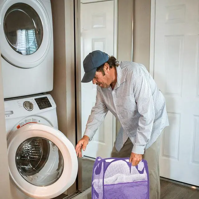 Alt view image 6 of 6 - Collapsible Pop Up Laundry Hamper, Extra Large Mesh Foldable Laundry Basket Bag, 28" x 16" x 16", 2 Pack (Black + Purple)