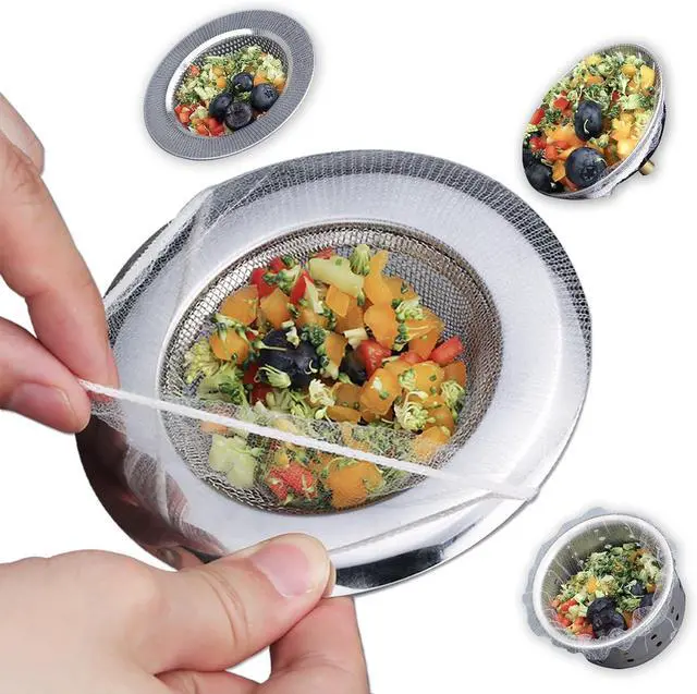 Main image of WYIRONG 250 Pack Disposable Drain Covers, Disposable Mesh Sink Strainer Pouches for Sourdough, One Use Sourdough Drain Catcher Mesh Cover Nets for Kitchen Sink, Strainer Pouches Kitchen and Bathroom