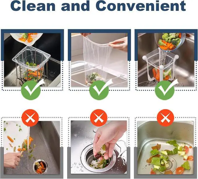 Alt view image 4 of 6 - WYIRONG 200 PCS Large Kitchen Disposable Mesh Sink Strainer Bag for Meshmate Waste Rack, Sink Strainer Elastic Anti-Clogging Sink Drain Strainer Collecting Kitchen Food Waste Garbage