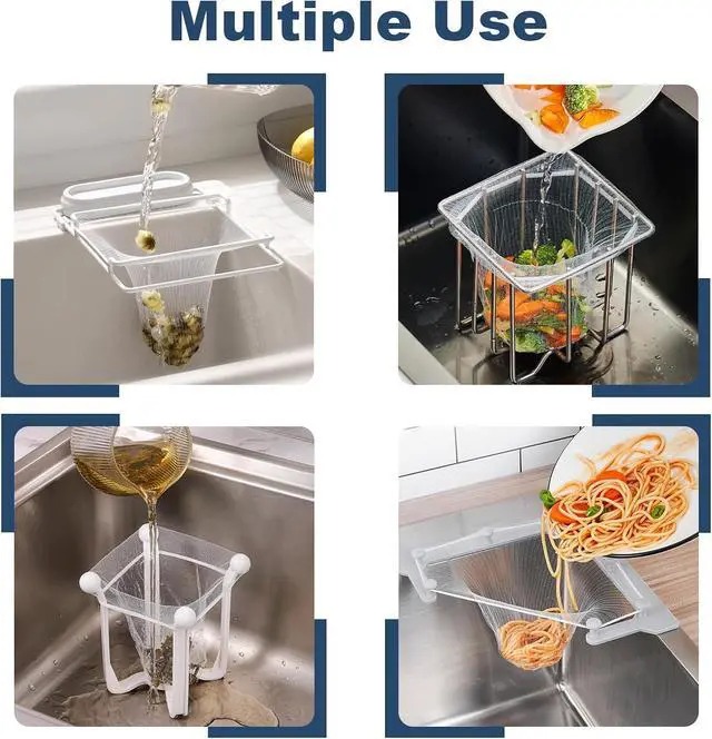 Alt view image 5 of 6 - WYIRONG 200 PCS Large Kitchen Disposable Mesh Sink Strainer Bag for Meshmate Waste Rack, Sink Strainer Elastic Anti-Clogging Sink Drain Strainer Collecting Kitchen Food Waste Garbage