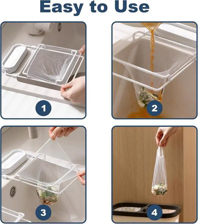 Alt view image 6 of 6 - WYIRONG 200 PCS Large Kitchen Disposable Mesh Sink Strainer Bag for Meshmate Waste Rack, Sink Strainer Elastic Anti-Clogging Sink Drain Strainer Collecting Kitchen Food Waste Garbage