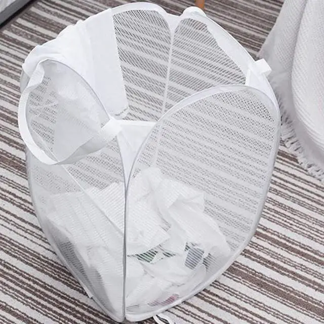 Alt view image 4 of 7 - Larpur Pop Up Laundry Basket, Collapsible White Mesh Clothes Hamper Storage