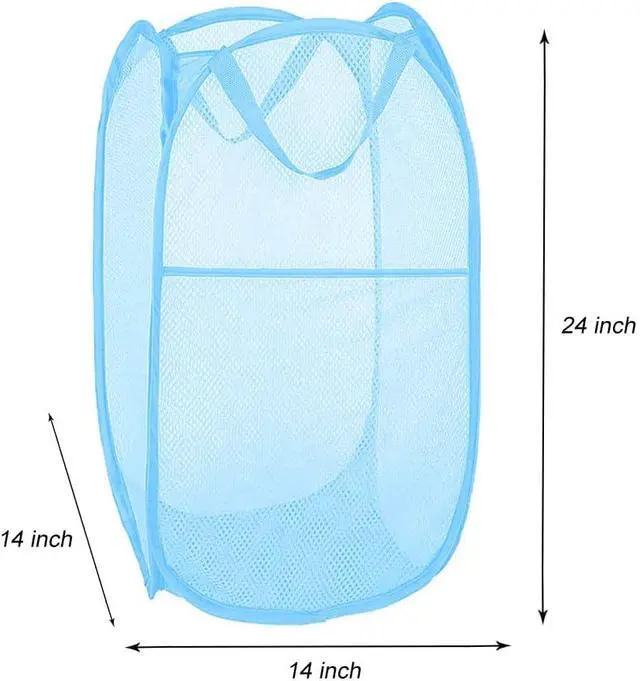 Alt view image 2 of 5 - Larpur Pop up Laundry Hamper, Collapsible Laundry Basket, Portable Mesh Clothes Hamper for Home Room, College Dorm, Apartment, Foldable Hamper with Carry Handles, Sky Blue