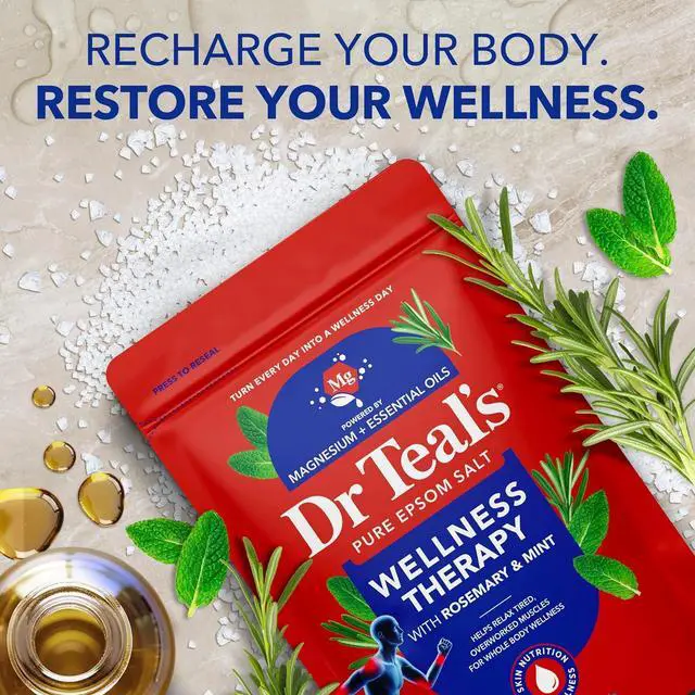 Alt view image 4 of 7 - Dr Teal's Epsom Salt Magnesium Soak, Wellness Therapy with Rosemary & Mint, 3 lbs