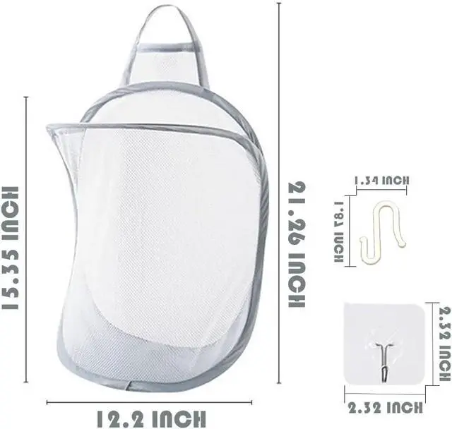 Alt view image 2 of 7 - Mesh Collapsible Small Wall Laundry BasketsHanging Laundry Hamperfor Hotel, University Dormitory Use by HHSSALIN (1, CLASSIC)