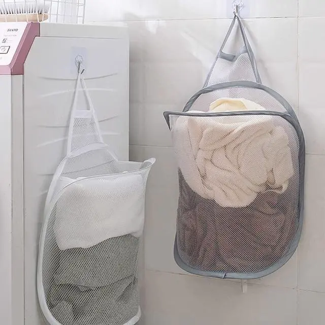 Alt view image 6 of 7 - Mesh Collapsible Small Wall Laundry BasketsHanging Laundry Hamperfor Hotel, University Dormitory Use by HHSSALIN (1, CLASSIC)
