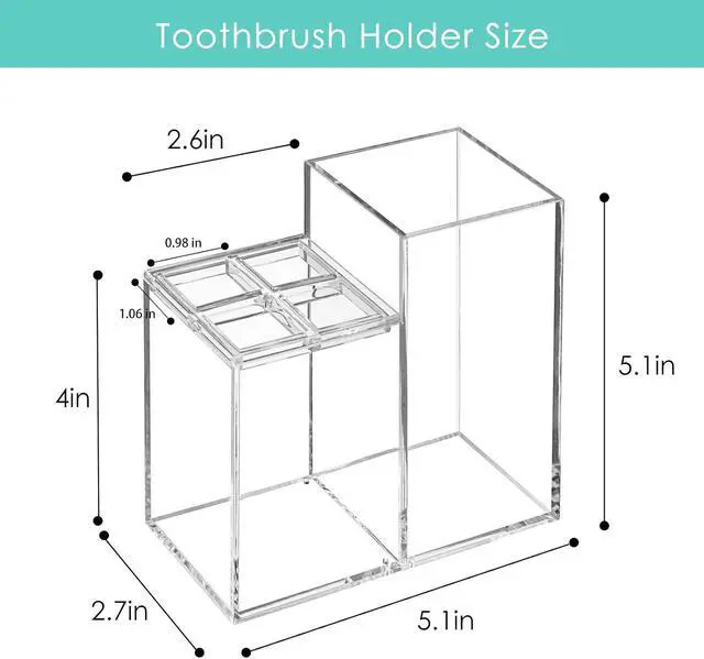 Alt view image 2 of 7 - Acrylic Toothbrush Holders for Bathroom, 5 Slots Clear Toothbrush Holder