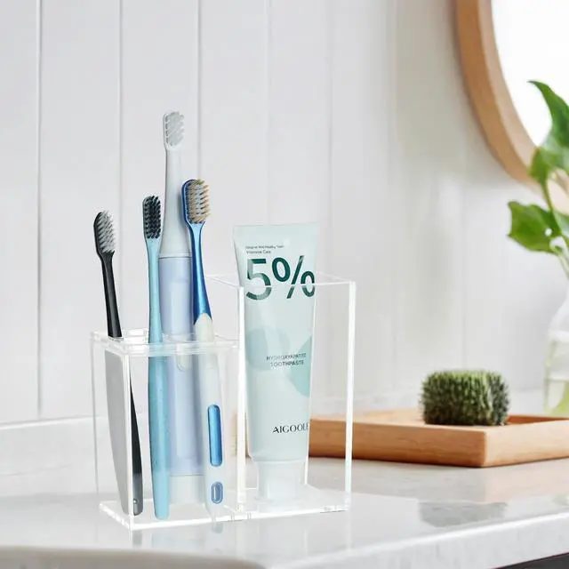Alt view image 5 of 7 - Acrylic Toothbrush Holders for Bathroom, 5 Slots Clear Toothbrush Holder