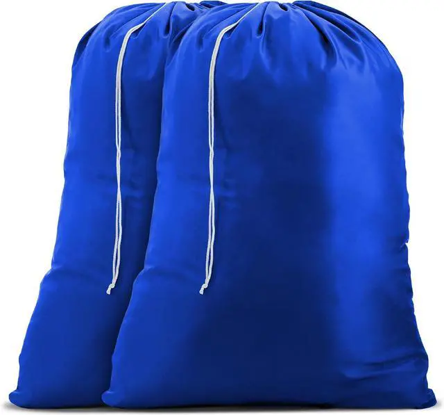 Main image of Handy Laundry Nylon XL - Large Capacity with Locking Drawstring, Machine Washable, Fits Laundry Baskets or Hampers, Holds 3 Loads of Clothes - Royal Blue (Pack of 2)