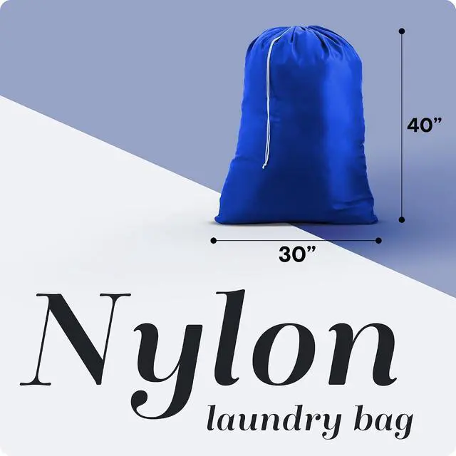 Alt view image 2 of 7 - Handy Laundry Nylon XL - Large Capacity with Locking Drawstring, Machine Washable, Fits Laundry Baskets or Hampers, Holds 3 Loads of Clothes - Royal Blue (Pack of 2)