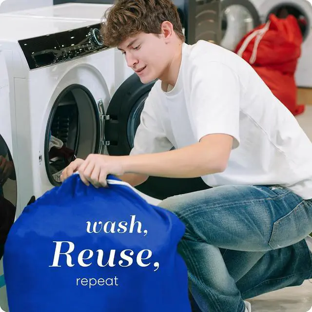 Alt view image 5 of 7 - Handy Laundry Nylon XL - Large Capacity with Locking Drawstring, Machine Washable, Fits Laundry Baskets or Hampers, Holds 3 Loads of Clothes - Royal Blue (Pack of 2)