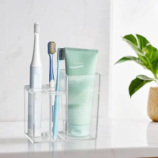 Alt view image 6 of 7 - Acrylic Toothbrush Holders for Bathroom, 5 Slots Clear Toothbrush Holder