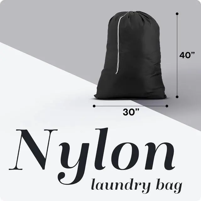 Alt view image 2 of 7 - Handy Laundry Nylon Laundry Bag XL Locking Drawstring Black 2 Pack