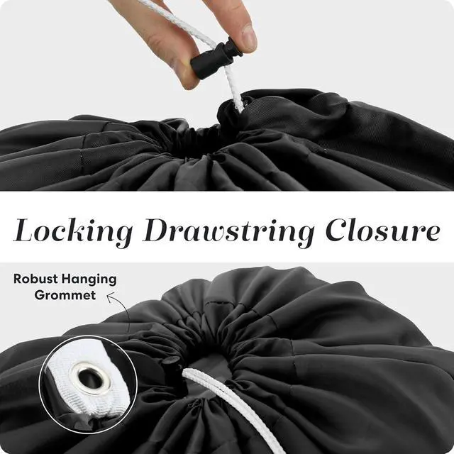 Alt view image 6 of 7 - Handy Laundry Nylon Laundry Bag XL Locking Drawstring Black 2 Pack