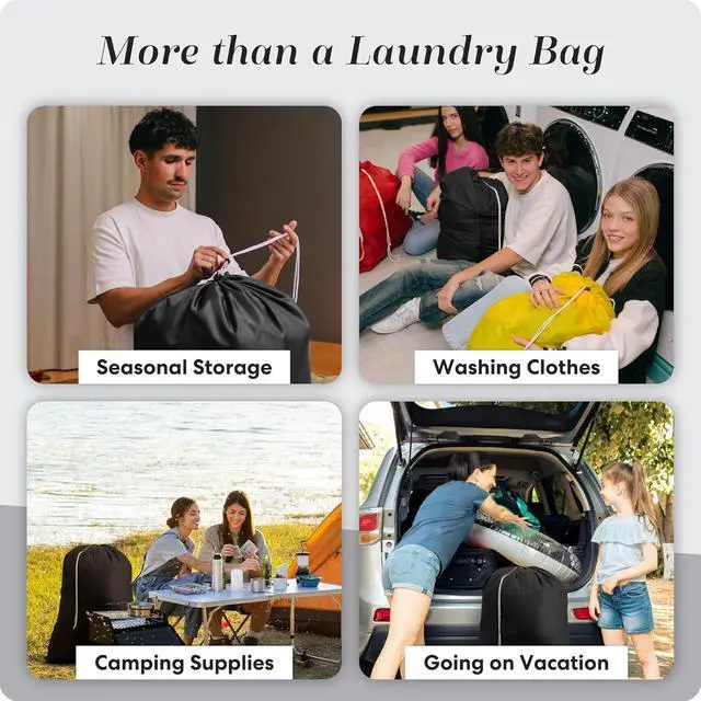 Alt view image 7 of 7 - Handy Laundry Nylon Laundry Bag XL Locking Drawstring Black 2 Pack