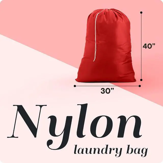 Alt view image 2 of 7 - Handy Laundry Nylon XL - Large Capacity with Locking Drawstring, Machine Washable, Fits Laundry Baskets or Hampers, Holds 3 Loads of Clothes - Red (Pack of 2)