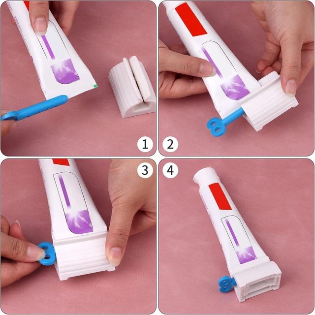 Alt view image 4 of 7 - JIAKAI 2pcs Rolling Tube Toothpaste Squeezer Toothpaste Seat Holder Stand for Bathroom AccessoriesBlue