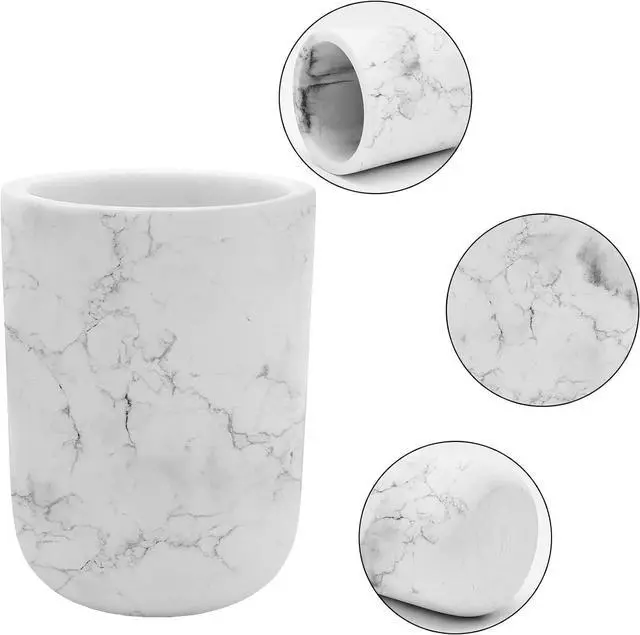 Alt view image 4 of 7 - Toothbrush Holder Polyresin Toothbrush Organizer,Marble Style Bathroom Accessories,Toothpaste Holder Makeup Brushes Cup Razors Holder for Bathroom Vanity Countertop,Ideal for Home,Hotel