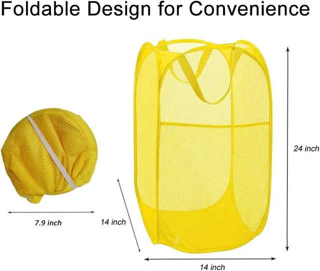 Alt view image 2 of 7 - Larpur Pop Up Laundry Hamper Collapsible Mesh Laundry Basket with Pocket